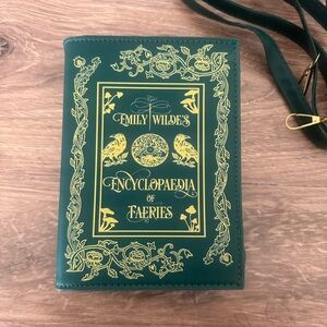 Green and Gold Book-Themed Crossbody Bag